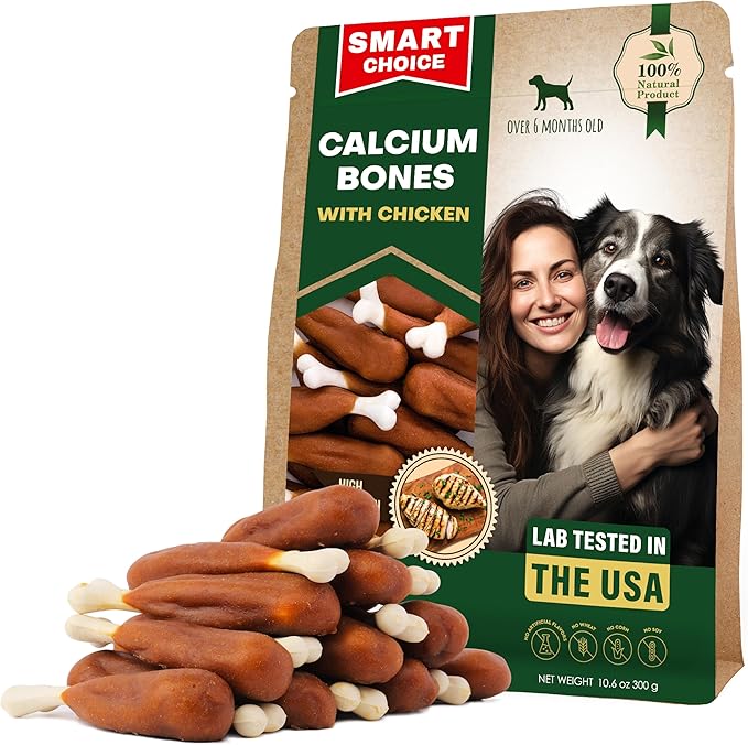 Beloved Pets Dog Treats, Calcium Bones Wrapped Chicken & Rawhide Free Chew 11Oz - Pet Healthy Dried Snacks & Grain Free Meat - Bulk Best Chews for Christmas, Training Small & Large Dogs - Made for USA