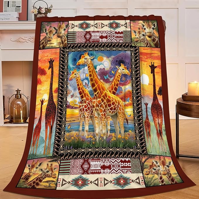 Giraffe Throw Blanket Giraffe Stuff Gifts for Kids Girls Boys Adults Women Men Soft Cozy Warm Plush Fluffy Fuzzy Fleece Blanket Decor 40''X50''