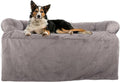 Couch Cover for Dogs Washable - 36x36in Plush Dog Couch Cover Protector for Medium Pets - Washable Pet Furniture Protector with Foam Bolster and Non-Slip Bottom - Puppy Essentials by PETMAKER (Gray)