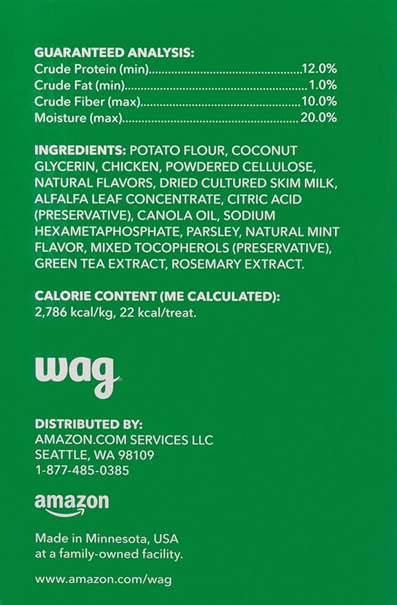 Amazon Basics Dental Dog Treats to Help Clean Teeth & Freshen Breath for Tiny Dogs, Unflavored, Per Pack: 130 Count, 2.25 pounds (Previously Wag)