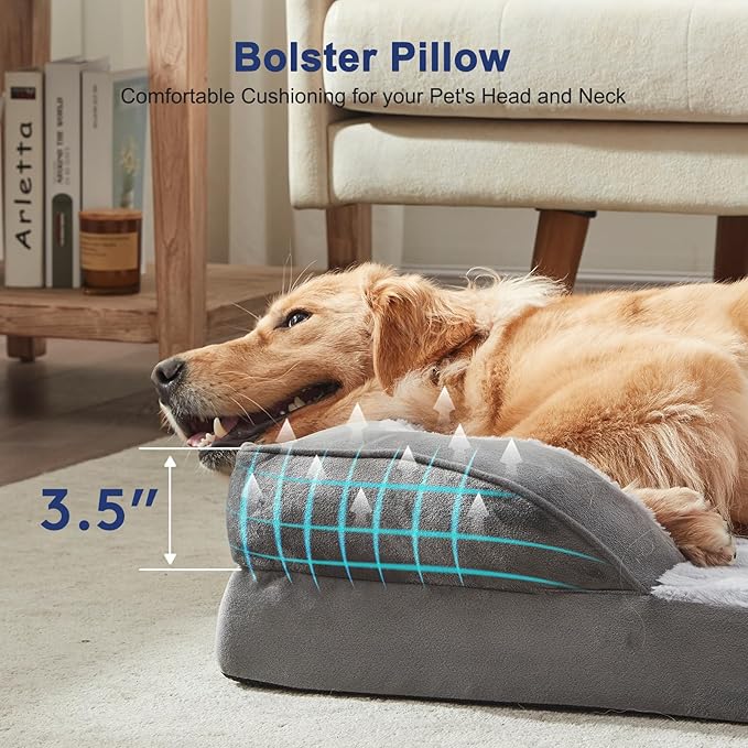 FURTIME Orthopedic Dog Beds Large Sized Dog, XL Washable Dog Sofa Bed for Large Dogs, Comfy Supportive Egg-Crate Foam Pet Couch Bed with Removable Cover, Waterproof Lining and Nonskid Bottom