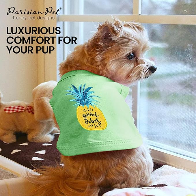 Parisian Pet Dog Shirt – 100% Cotton Shirts for Large Dogs – Tropical Sleeveless Pet Vest – Lightweight and Breathable Dogs Apparel – Cute Dog Clothes - Stretchy T Shirts for Pets
