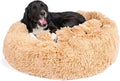 Barkbox Dog Bed Memory Foam Donut Cuddler - Calming Orthopedic Joint Relief Fur Crate Lounger for Pets, Machine Washable + Removable Cover, Waterproof Lining, Includes Toy - Larger Pets - 65lbs
