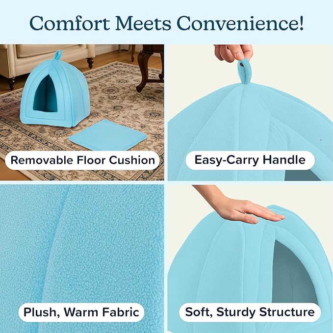 PETMAKER Indoor Cat House with Removable Foam Cushion for Cats, Kittens, Small Dogs & Small Pets, Plush Pet Bed Crate Tent Hideaway with Cozy Soft Interior, Small Animal Sleep & Rest Space
