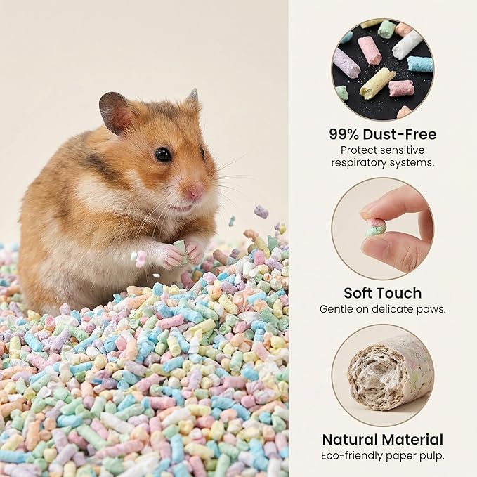Rabbit Bedding Guinea Pig Bedding : Odor Control & Moisture Absorbent Natural Paper Pellet Bedding - for Small Animal Guinea Pigs, Rabbits,Hamsters (White, 2.2 lb)
