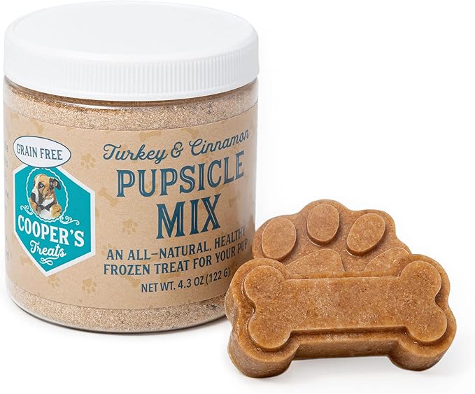 Cooper's Treats Pupsicle Mix - Make Your Own Dog Treats - 4.3oz Grain Free Turkey and Cinnamon - Pupsicle Refills, Pup Ice Cream, Pupicle Dog Treat Kit