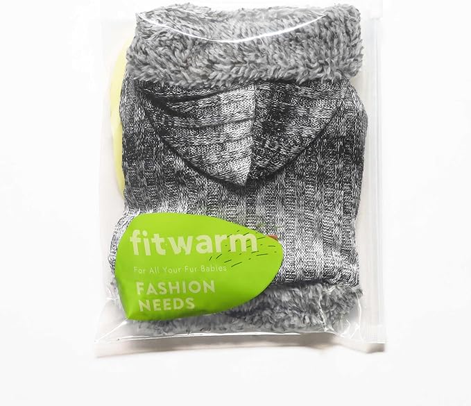 Fitwarm Fuzzy Dog Sweater, Knitted Winter Dog Clothes for Small Dogs Boy Girl, Pet Cat Hooded Outfit, Heather Grey, Black, XS