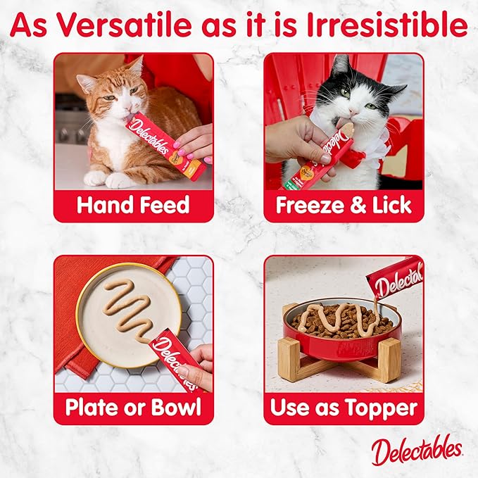 Delectables Squeeze Up Variety Pack, Creamy Squeezable Puree, Lickable Wet Cat Treats, Grain-Free, No Added Fillers, 0.5 Ounces Tube, 40 Tubes Total