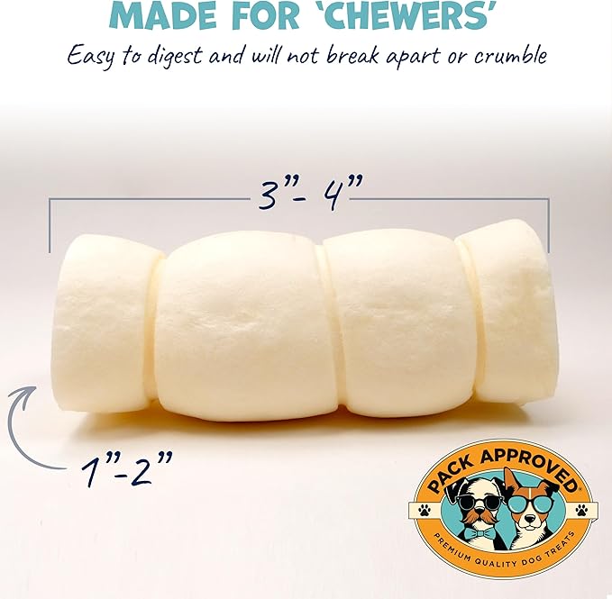 Mini Beef Cheek Rolls - Single Ingredient, All Natural Dog Treats for Small and Medium Dogs - Low Fat, Gluten-Free, & Grain Free Dog Treats - 3-4 inch (6-Pack)
