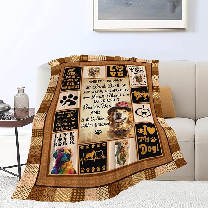 Golden Retriever Throw Blanket Golden Retriever Puppy Stuff Gifts for Dog Lover Kids Girls Boys Adults Women Men Soft Cozy Warm Plush Fluffy Fuzzy Fleece Blanket Decor 50''X60''