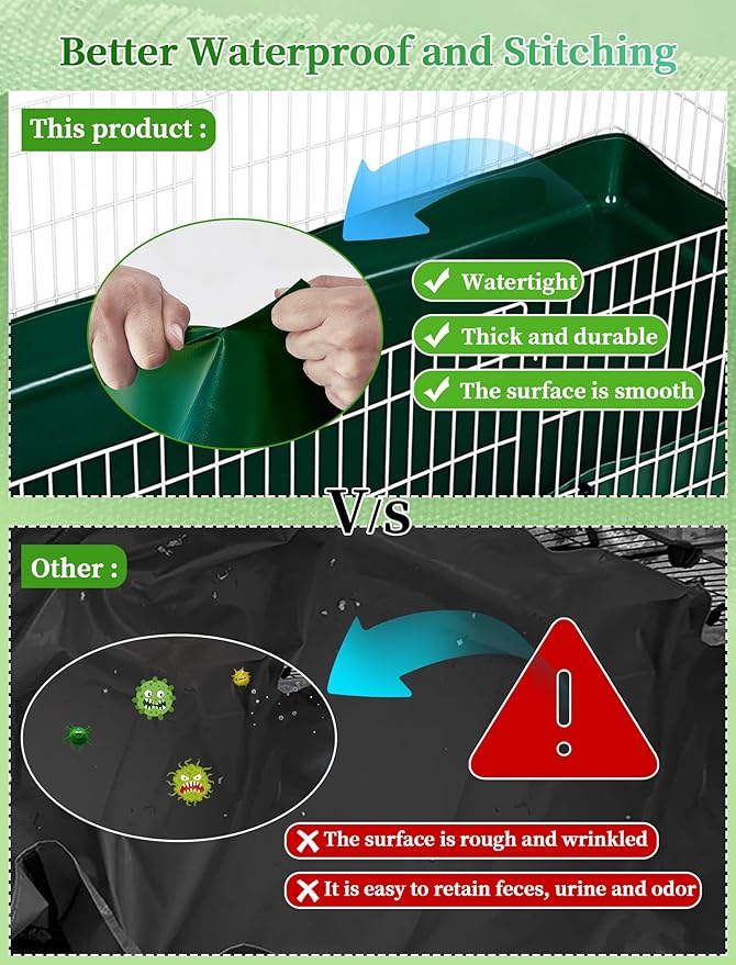 Guinea Pig Cage Liner, for 28"x56" Area Waterproof/Leakproof Base for Guinea Pig Cages. Reusable Bottom for Rabbits Hamsters Hedgehogs and Other Small Animals. Green