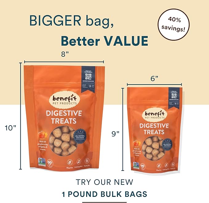 Benefit Biscuits, All Natural Dog Treats, Certified Vegan, Non GMO, Wheat Free, Healthy Dog Biscuits, Made in USA (Pumpkin, 7oz Bag)