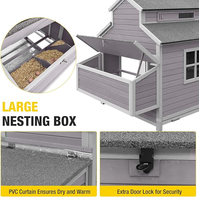 35.3ft² Large Chicken Coop with Run, Wooden Poultry Cage with Pull Out Trays & Nesting Box, Outdoor Rabbit Hutch Duck House for Backyard Garden