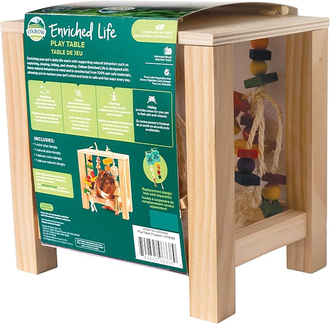 Oxbow Enriched Life Play Table, Rabbit Toys, Guinea Pig Toys, Enrichment for Bunny, Guinea Pig, Hamster, Rabbit, Chinchilla, Rat, Chinchilla Cage Accessories, Small Pet Accessories for Cage