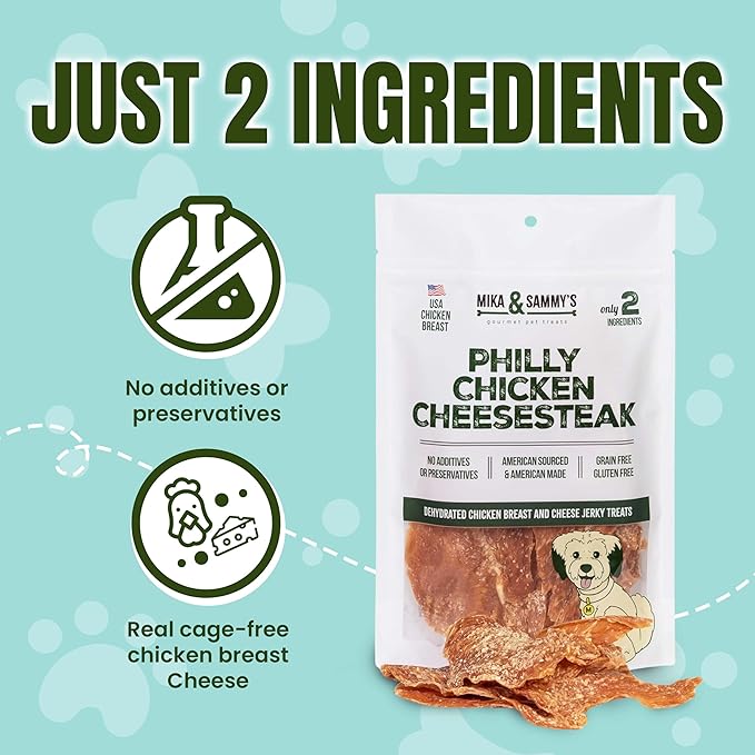 Gourmet Chicken Jerky Dog Treats - Made in USA only, Cage-Free, No Additives (Mika & Sammy's Chicken Cheese 12 oz)