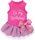 Fitwarm It's My Birthday Dog Dress - Pink, Small Dog Girl's Funny Birthday Dress with Bowknot