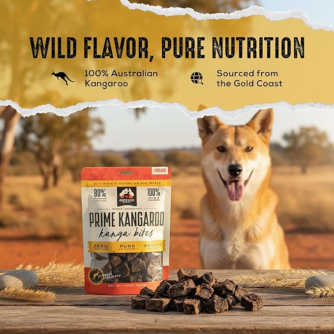 | Prime Kangaroo Dog Treats Kanga Bites | Single Ingredient Air Dried Natural Jerky Bites (7.05 oz)