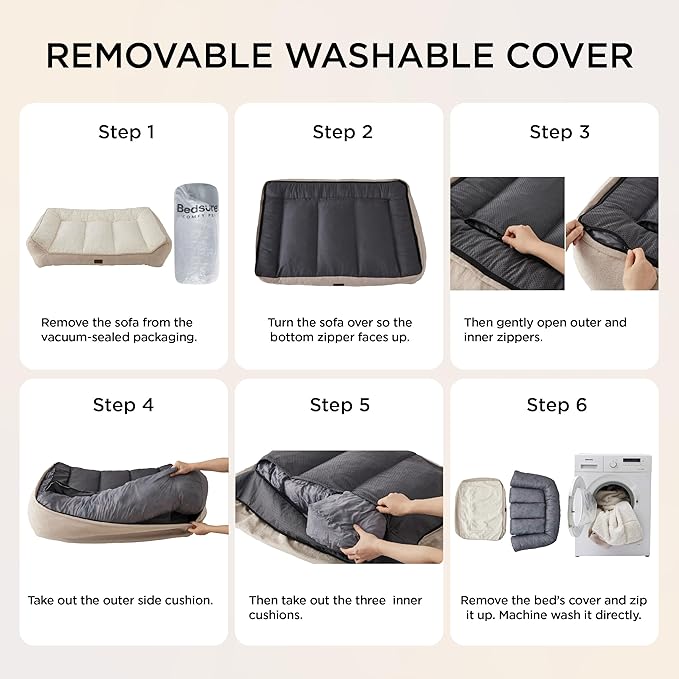 Bedsure SupportMax™ XL Orthopedic Dog Beds Large Sized Dog - As Seen on TV Extra Thick Supportive Dogs Couch with Waterproof Washable Cover, Extra Large Comfort Pet Sofa with Soft Sherpa, Brown