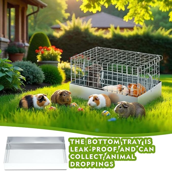 DoubleFill 14 x 8 x 8 Inch 1 Hole Folding Guinea Pig Carrier Chinchilla Carrier Portable Hamster Travel Cage with Tray Handle for Rabbit Chick Bird Small Animal Transport Temporary Housing Pet Habitat