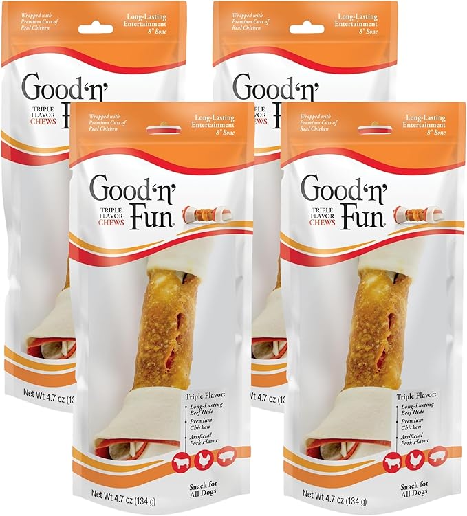 Good 'n' Fun Triple Flavor 8" Bone (Pack of 4)