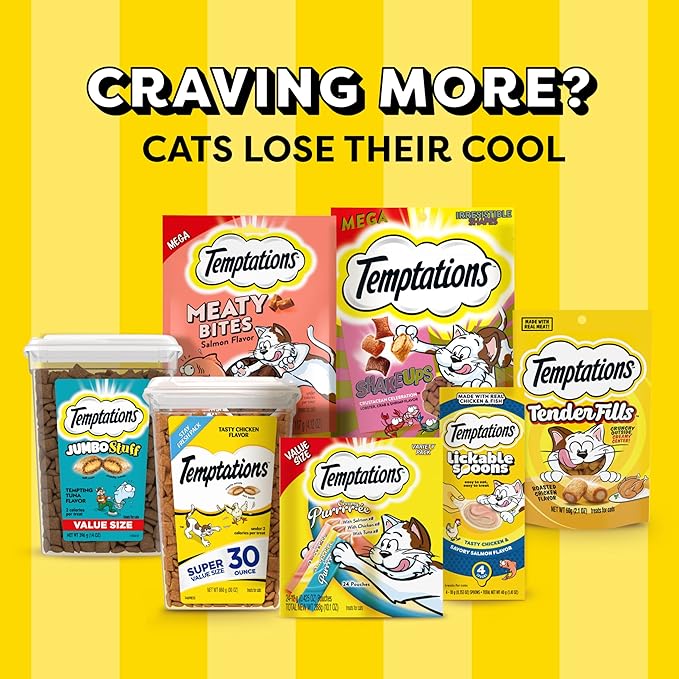 Temptations Cat Treats, Classic Crunchy and Soft Cat Treats, Catnip Fever Flavor, Catnip Treats, 30 oz. Tub