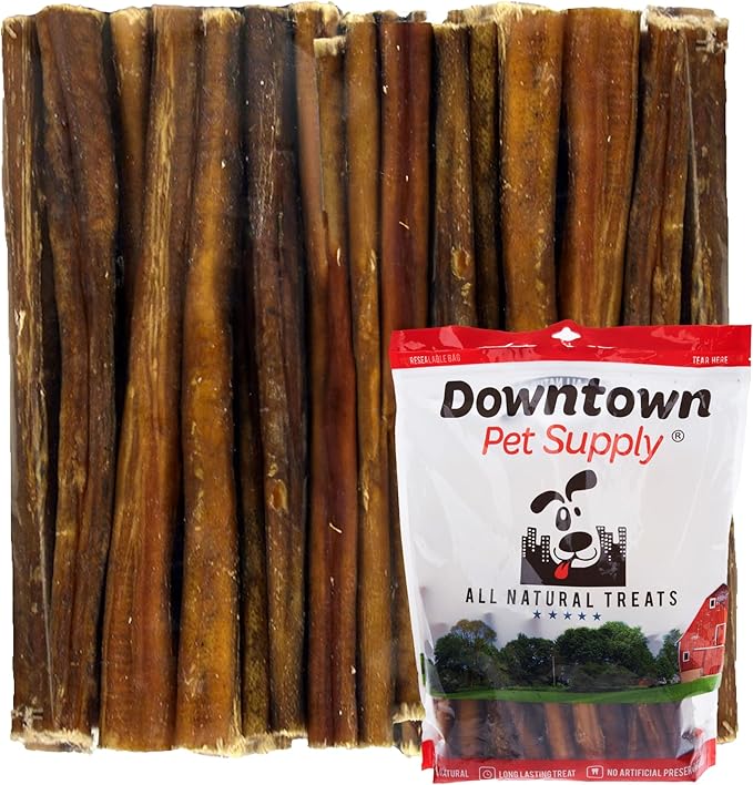 Downtown Pet Supply Bully Sticks for Dogs, Junior Size (6", 12-Pack) Rawhide Free Dog Chews Long Lasting Non-Splintering Pizzle Sticks - Low Odor Bully Sticks for Small Dogs