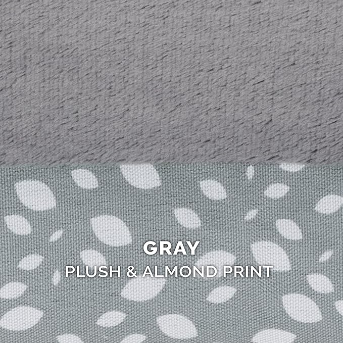 Furhaven Memory Foam Dog Bed for Large Dogs w/ Removable Bolsters & Washable Cover, For Dogs Up to 95 lbs - Plush & Almond Print L Shaped Chaise - Gray Almonds, Jumbo/XL