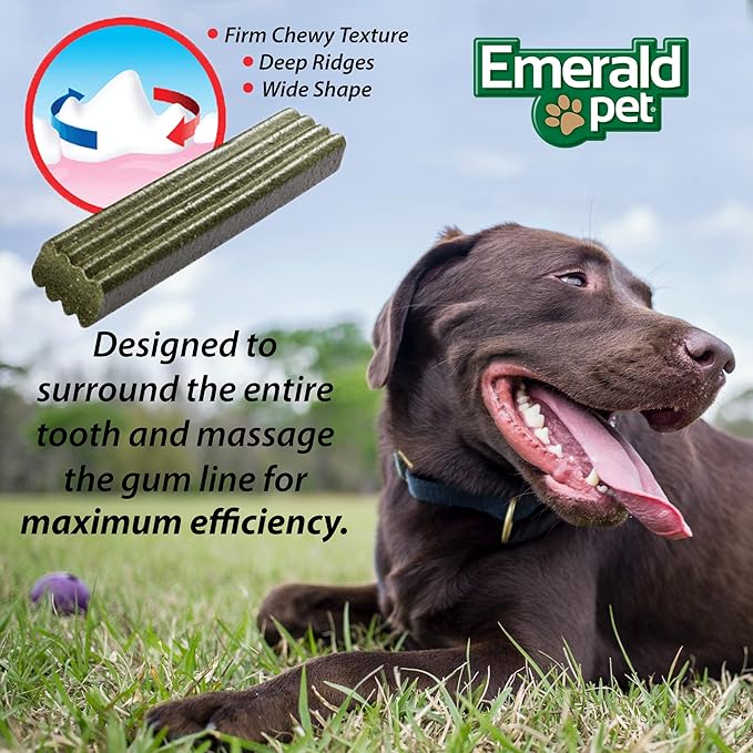 Emerald Pet Fresh Smileezz Grain Free Dog Dental Treats — Minty Fresh Breath and Clean Teeth for Puppies and Small Dog Breeds — Made in USA Mini, 12 Oz