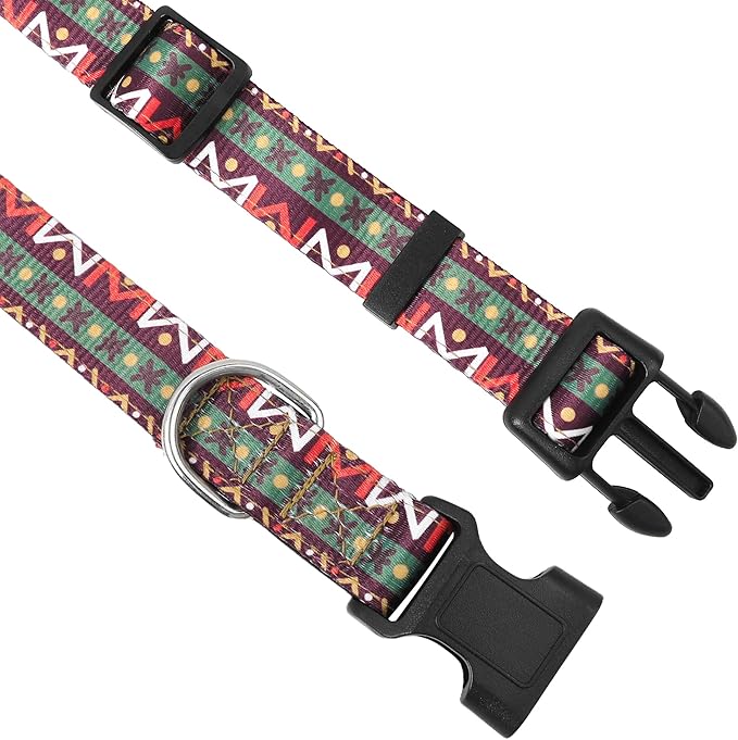 Reflective Dog Collar, Adjustable Soft Neoprene Padded Nylon Pet Collars with Buckle for Puppy and Small Dogs, Cats, Retro Geometric Flowers,S