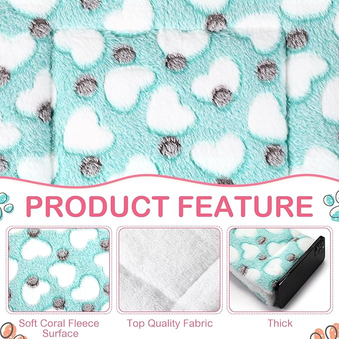 Haull 4 Pcs Waterproof Guinea Pig Bedding Guinea Pig Bed Plush Cage Liners Soft Rabbit Dog Crate Pad Cat Mat Reversible Cozy Animal Pee Pad Hamster Bunny Mat Accessory(Heart,13 x 10 Inch)