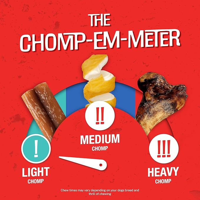 CHOMP 'EMS Five Flavor Kabobs Dog Treats - Beefhide Chewstick - High Protein Dog Chews, 15 Count