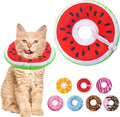 Seyezo Cat Cone Collar Soft, Adjustable Cat Recovery Collars Kitten Cones to Stop Licking, Cute Donut E Collar After Surgery, Anti-Lick Wound Healing Elizabethan Collar for Kittens (Watermelon, Small)