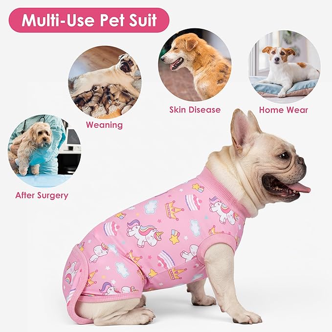 cyeollo Recovery Suit for Dogs Surgery Suit Female Spay Soft Pet Onesie Bodysuit After Sugery Male Dog Neuter Pet Clothes Small Medium Dogs Surgical Recovery Shirt, Unicorn L
