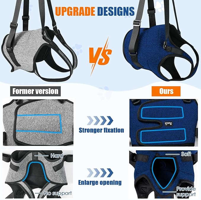 SlowTon Dog Lift Harness - Adjustable Dog Sling for Medium Large Dogs, Hind Leg Support to Help Rehabilitate, Soft Padded Dog Support Harness for Elderly, Injured, Arthritic, Disabled Dogs(BL,XL)