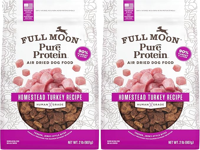 Full Moon Pure Protein Air Dried Dog Food | Ranch Raised Beef Recipe 1lb (Pack of 2)