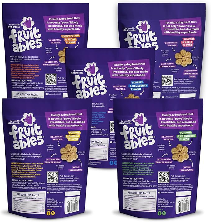 Fruitables Baked Pumpkin Dog Treats – Healthy Low-Calorie, Wheat-Free, Corn-Free, Soy-Free – Sweet Potato Training Treats for Dogs, 7 oz (10 Pack)