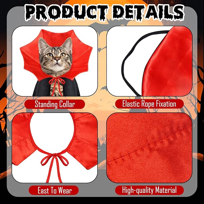 Cat Halloween Costumes Dog Halloween Vampire Costume Funny Pet Vampire Devil Cape Cloak Halloween Costumes for Cats XS Small Dogs (Small)