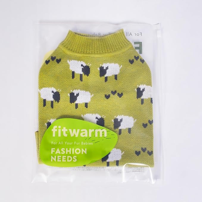 Fitwarm Funny Sheep Sweater, Thermal Winter Clothes for Small Dogs, Holiday Outfit, Pullover Jumper, Black, Green, White, Large
