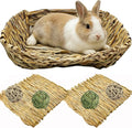Hamiledyi Ex-Large Rabbit Grass Bed Natural Handmade Hay Mat Chew Balls for Drawf Rabbit Bunny Chinchilla Guinea Pig Ferret Hedgehog Rat