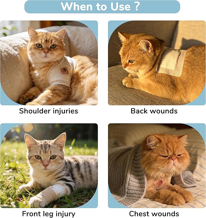 PUMYPOREITY Adjustable Cat Recovery Shirt, Front Leg Injury Suit, Stretchable & Comfortable, Anti-Licking Long Sleeve Wound Cover, Prevents Scratching & Biting, Machine Washable, Blue, L