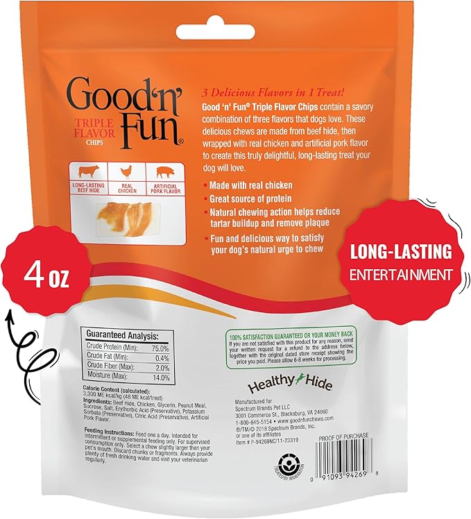 Good'n'Fun Triple Flavor Rawhide Chips with Real Chicken