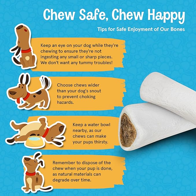 Stuffed Shin Bones for Dogs - Peanut Butter Flavor - 3-4 Inch Dental Chews - Filled Bone Treats for All Ages - Highly Digestible, High Protein - for Small, Medium and Large Pets - 5 Pack