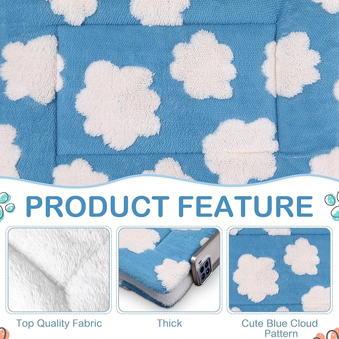 Haull 4 Pcs Waterproof Guinea Pig Bedding Guinea Pig Bed Plush Cage Liners Soft Rabbit Dog Crate Pad Cat Mat Reversible Cozy Animal Pee Pad Hamster Bunny Mat Accessory(White Cloud,13 x 18.5 Inch)