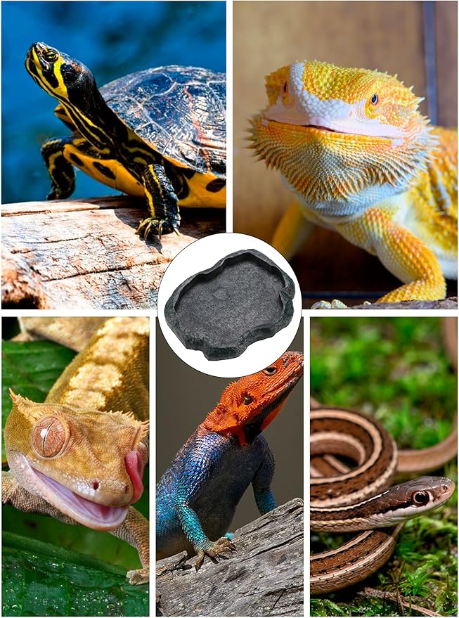 Tortoise Water Dish, 7.1 * 5.5 * 0.8in Reptile Water Dish，Reptile Food Dish Suitable for The Feeding and Watering Needs of Various Pets