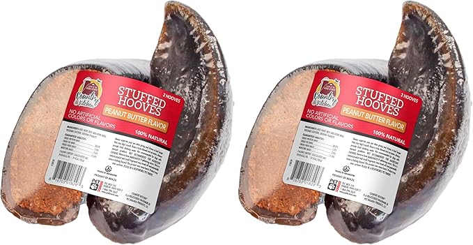 Country Kitchen Stuffed Beef Hoof Peanut Butter Flavor Dog Treat, 100% Natural, Long Lasting, 4 Pack