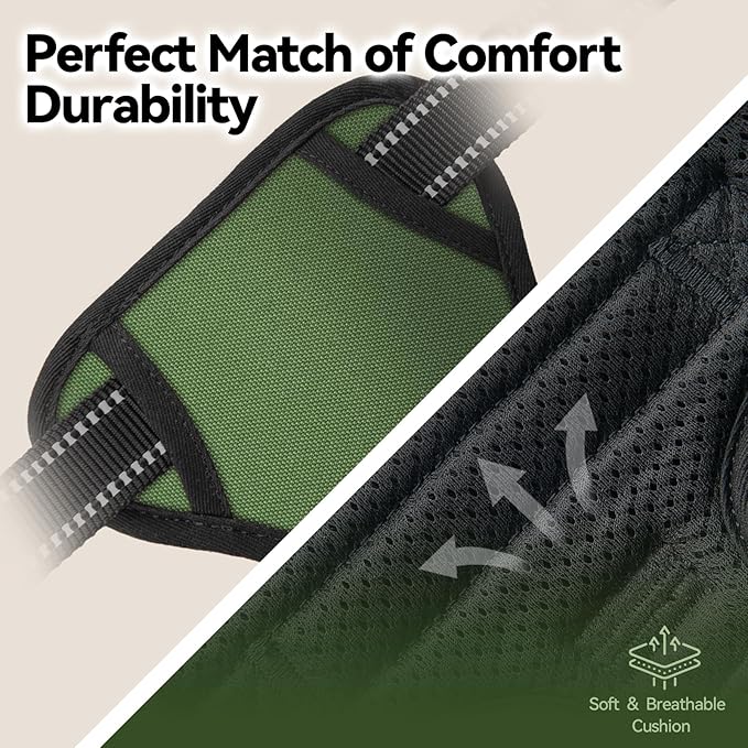 PHOEPET No Pull Dog Harness with Handle Front & Back Clip, Easy on Lockable Snap Buckle at Neck, Adjustable Reflective Vest with Handle for Small Medium Large Dogs (M, Misty Green)