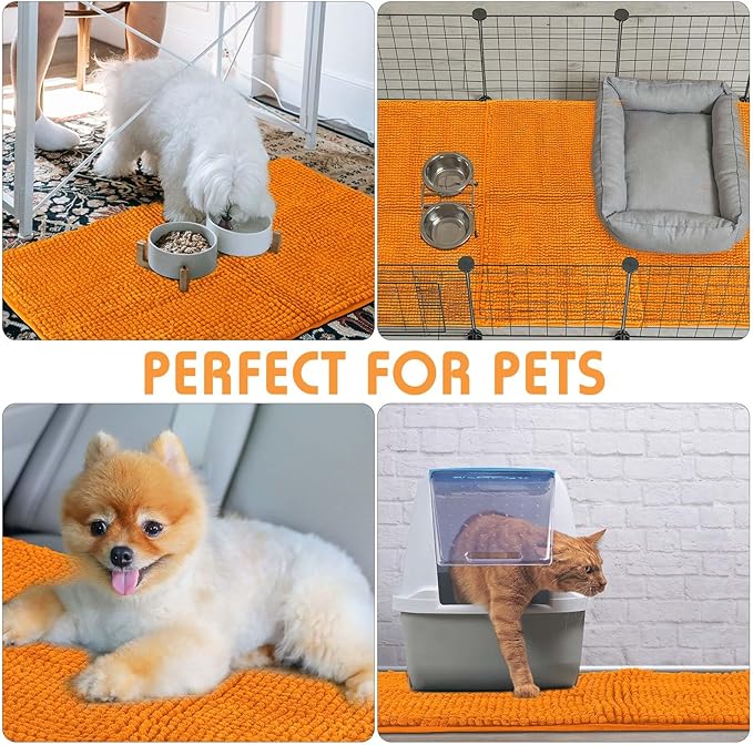 Amylove 4 Pcs Guinea Pig Cage Liner Washable Fleece Pee Pads Pet Dog Cat Bedding Training Mat for Small Animal Guinea Pig Puppy Bunny Hamster(16 x 24 Inch,Rectangular,Orange)