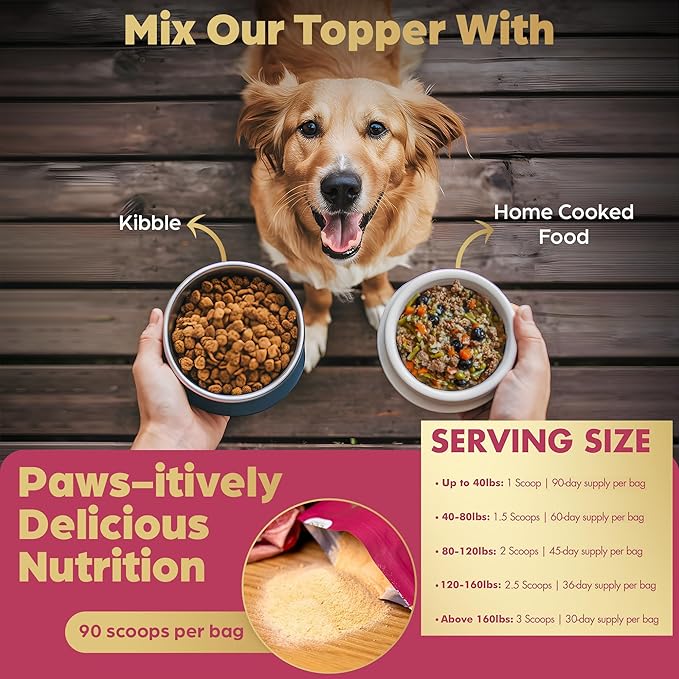 Beef Organ Bone Broth Meal Topper for Dogs - 100% Grass Fed, Veterinarian Approved, Non-GMO by Brothhh - Supports Immunity, Joint & Heart Health, Vision & Vitality - No Fillers - Pet Supplement