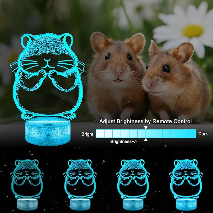 Ammonite Hamster Night Light, 3D LED Lamp with Remote, 16 Color Changing & Timer, Room Decor Light, Vibrant Ambient Lighting, Birthday Xmas Gift for Kids Adults