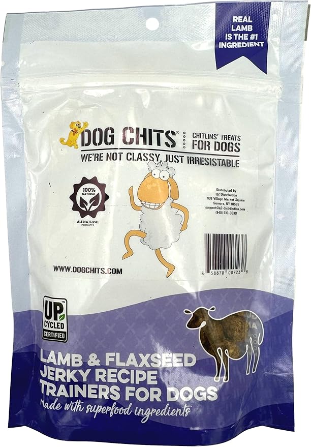 Dog Chits Lamb and Flaxseed Soft Chew for Dogs - All Natural Dog Treats, High Protein, Gentle on Teeth & Rich in Omega 3 and 6 - Supports Joint and Digestive Health - Made in USA - 4 oz